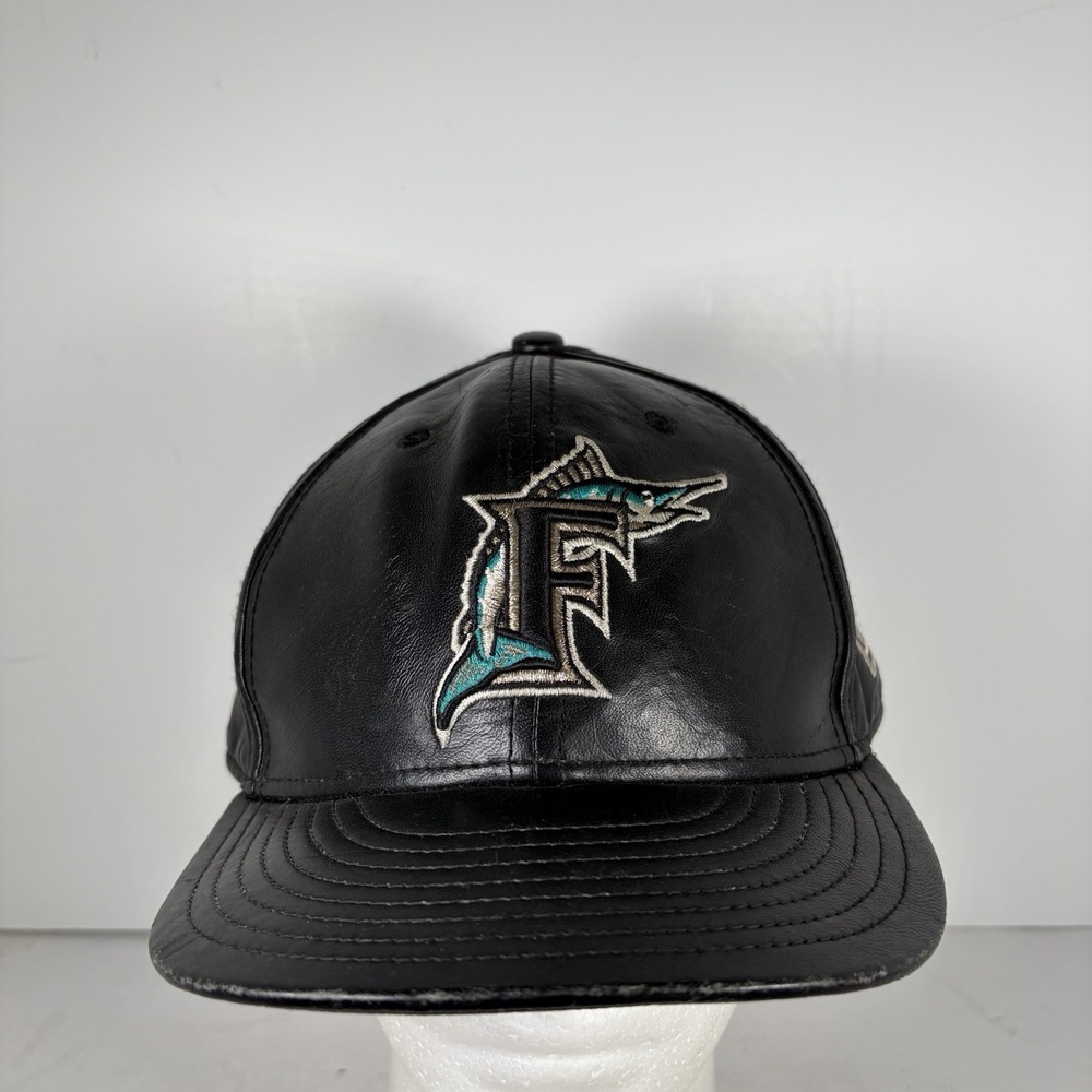 New Era Florida Marlins Leather MLB 59FIFTY Fitted Hat 7 5/8